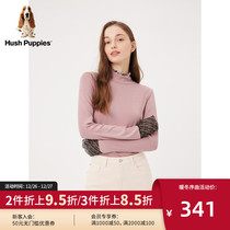 Hush Puppies Leisure Steps Ladies 2023 Fall Web Yarn Splicing Fake Two-and-a-half Height Collar 100 Hitch Undershirt