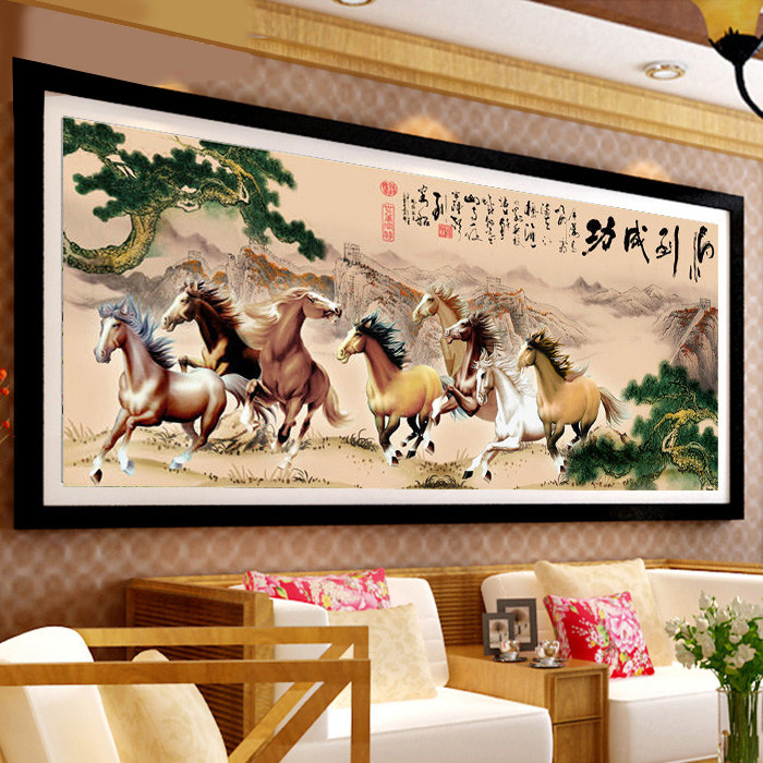 八骏图十字绣2025新款线绣客厅大幅风景马到成功八匹马自己绣手工,淘宝优惠券,粉丝福利购,淘宝优惠卷