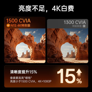 【重磅升级 2026新款】坚果N1S 4K特别版三色激光投影仪家用超高清可连手机卧室投屏家庭客厅投墙高亮投影机