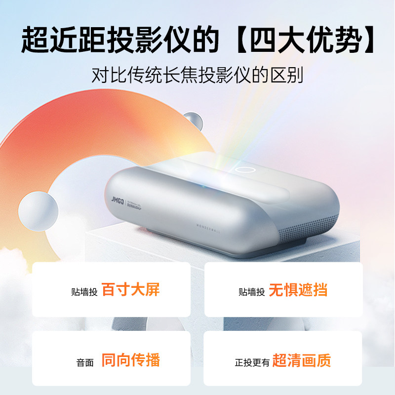 【超近距投影】坚果智慧墙o1超投影仪 jmgo坚果投影机