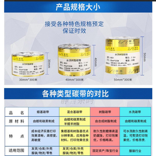 全树脂碳带打印亚银不干胶标签碳带防水耐高温110mm*300m打印合成纸铜版纸标签PET不干胶标签耐摩擦不掉字 - 图2
