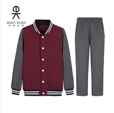 伊顿纪德棒球服男女童运动套装卫衣深灰色运动裤学生校服13Y009