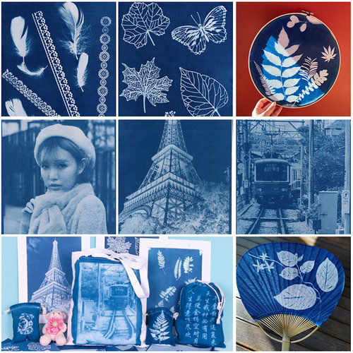 蓝晒diy材料包蓝晒ab液颜料感光摄影工艺蓝晒液蓝晒工具扇子套装 - 图0