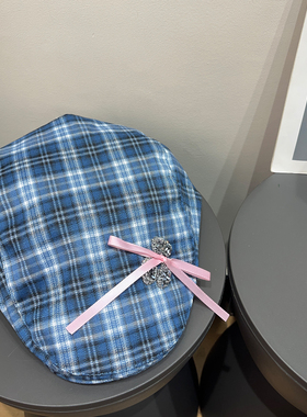 日系复古辣妹格子前进帽女春夏防晒遮阳显脸小百搭文艺贝雷帽子潮
