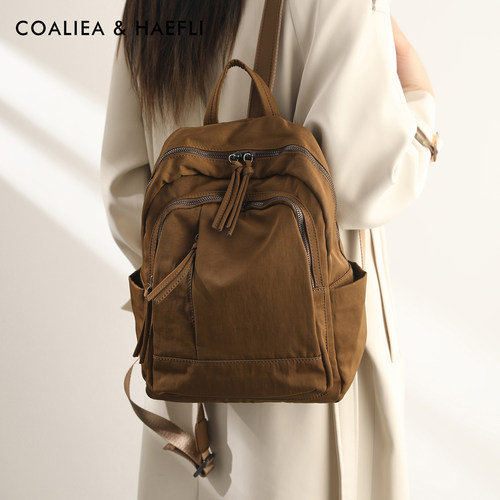 香港品牌尼龙双肩包女2026新款轻便休闲女士帆布旅行背包学生书包 - 图1