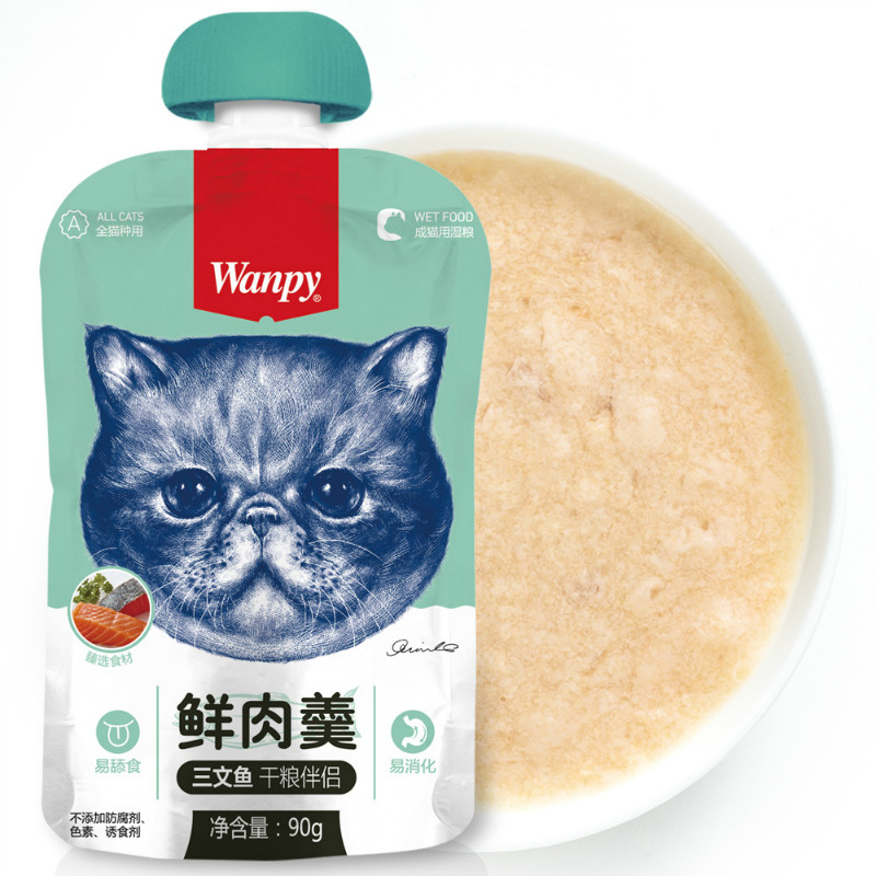 顽皮鲜肉羹幼猫成猫鸡肉金枪鱼三文鱼罐头6袋x90g猫零食湿粮-图3