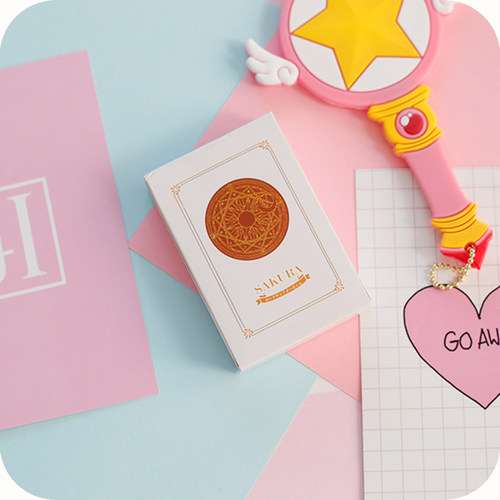 MUMU良品 创意可爱百变小樱魔法阵扑克牌 少女心粉色纸牌动漫周边 - 图3