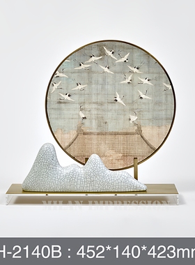 米兰印象古铜摆放新中式客厅古铜