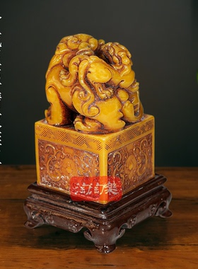 仿古田黄石母子貔貅章篆刻秦始皇传国玉玺印章摆件乾隆嘉庆大印