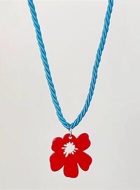 韩系ins博主同款小红花项链