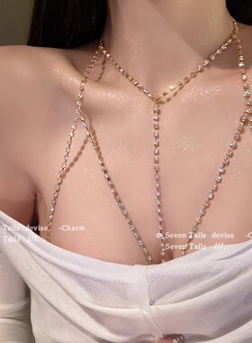 闪钻胸链身体链欧美bodychain性感比基尼bikini立体后背链露背装