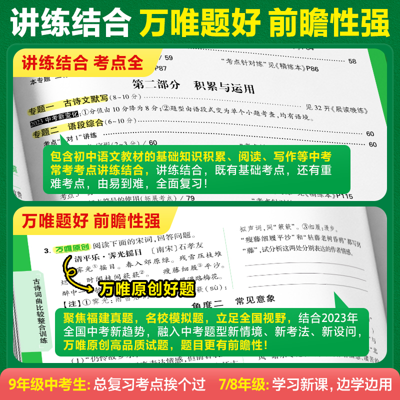 2024福建语文万唯中考试题研究初三总复习资料全套七八九年级初三语文真题模拟题训练历年中考试卷辅导资料万维教育旗舰店 - 图2