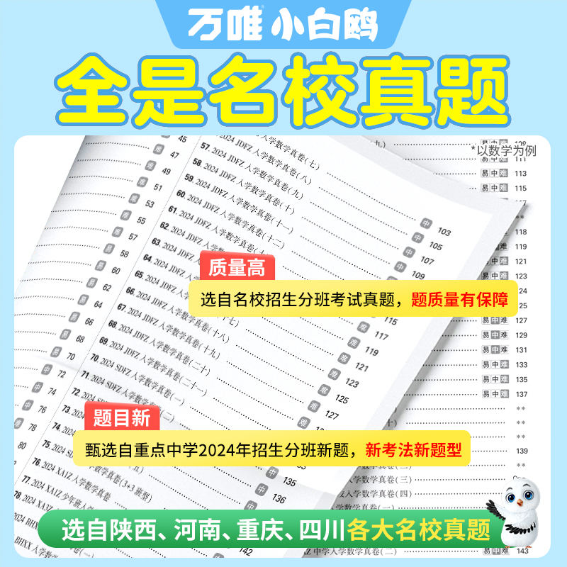 2025万唯小白鸥小升初真题卷数学语文英语毕业分班考试卷重点中学2024招生真题试卷超详解小学五年级六年级系统暑假总复习资料 - 图2