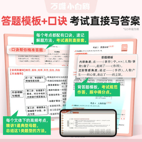 【26年1月新书】万唯小白鸥小学语文时文阅读同步阅读理解专项训练三四五六年级语文阅读答题模板小升初名校真题同源热考时文训练 - 图2