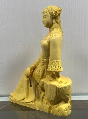 黄杨木雕古代大小姐江南淑女摆件