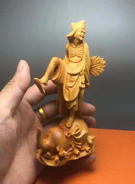 木雕摆件降龙罗汉神像供奉崖柏