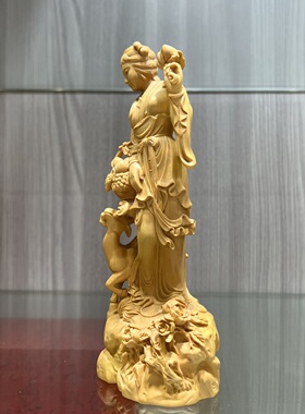 小叶黄杨木精雕麻姑献寿仙女寿星