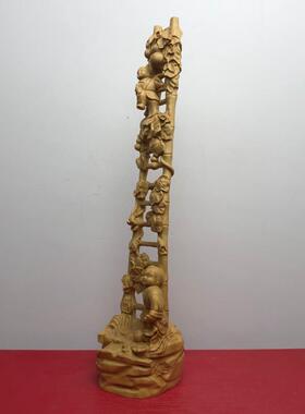 黄杨木福禄天梯步步高升摆件实木