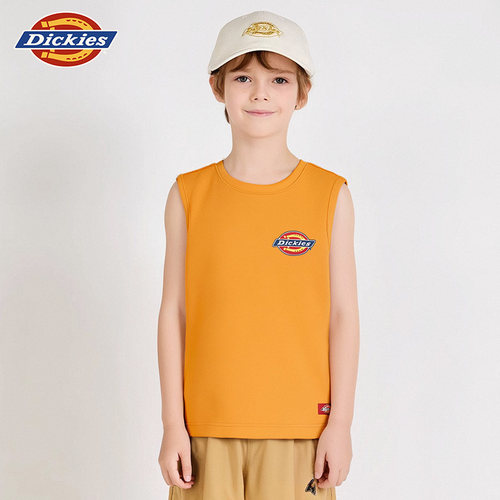 Dickies童装2025清仓纯棉无袖t恤背心宽松坎肩男女童儿童上衣打底 - 图0
