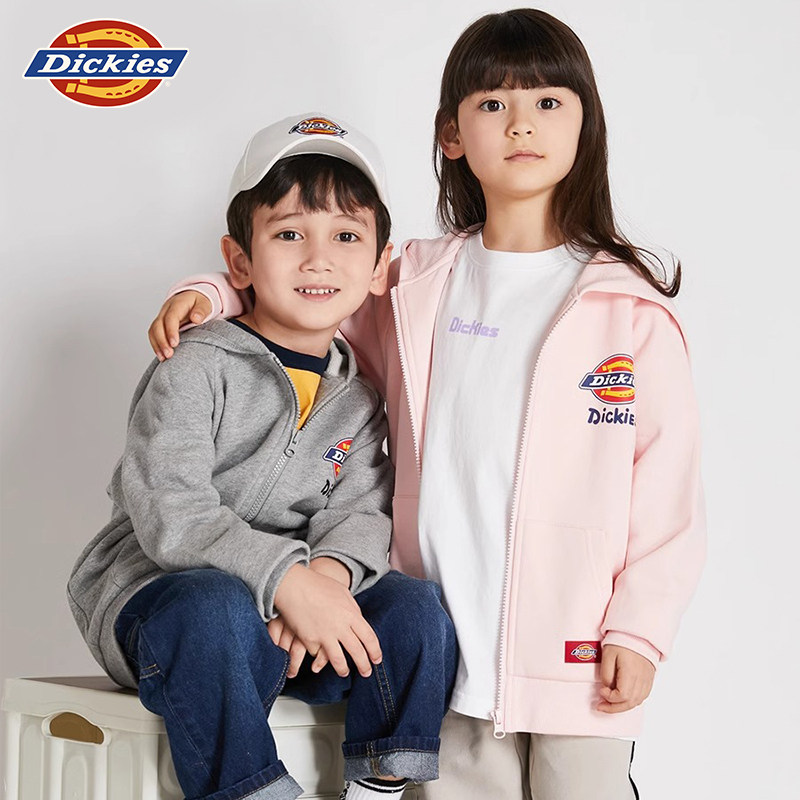 Dickies童装卫衣开衫2024年新款春秋款宽松中大童外套连帽男女童