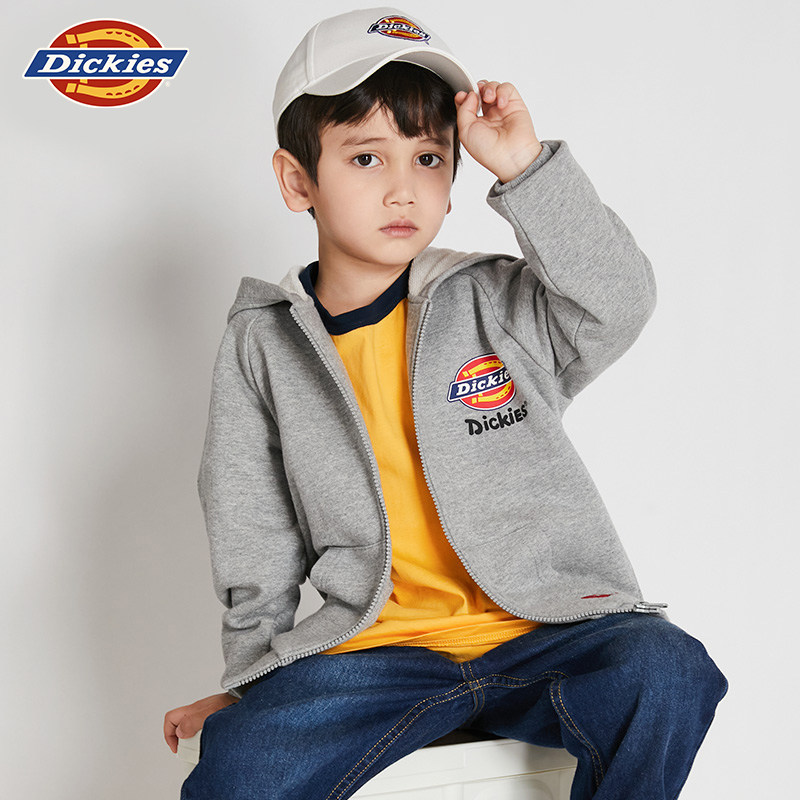 Dickies童装卫衣开衫2024年新款春秋款宽松中大童外套连帽男女童