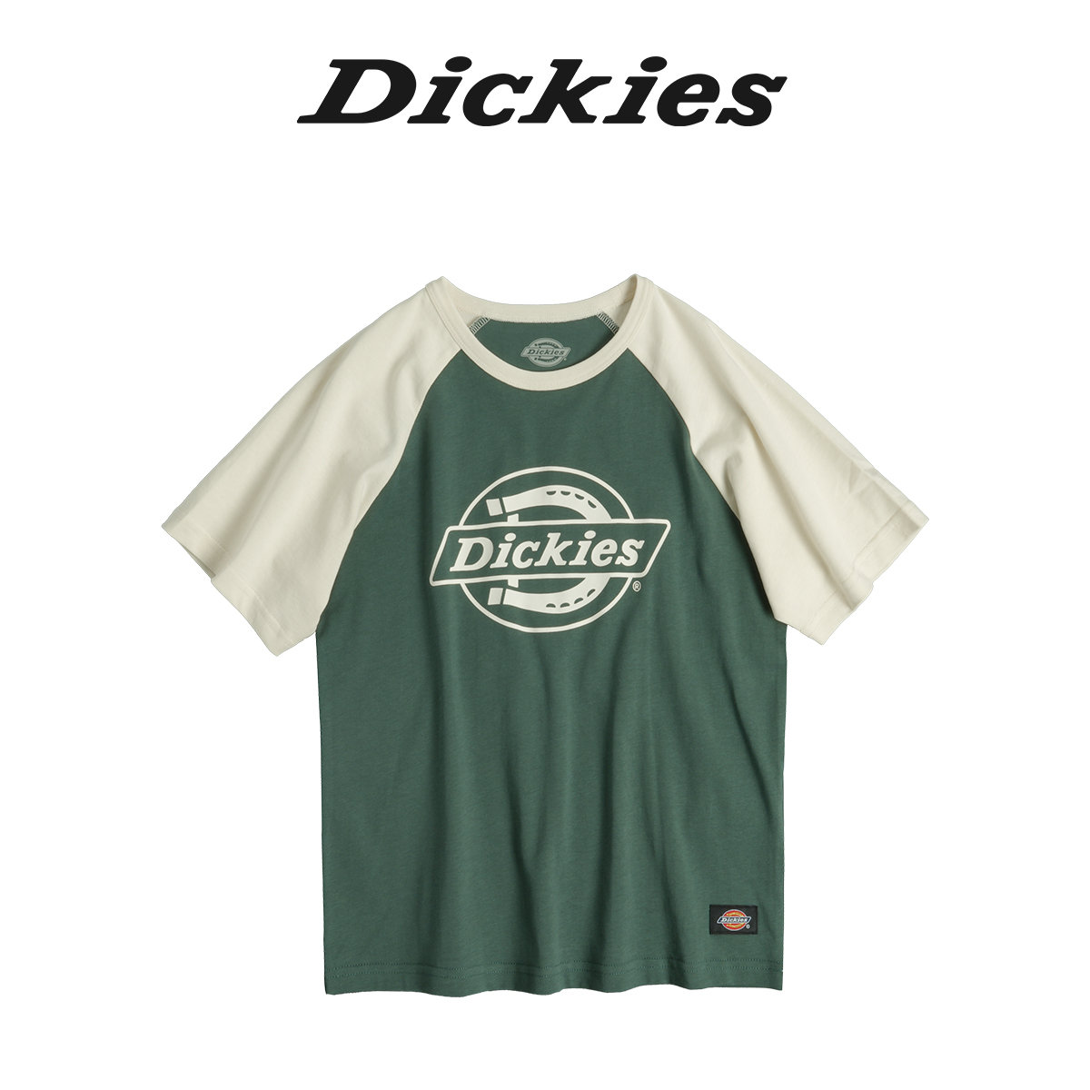 Dickies童装男童女童T恤24新单色logo印花撞色插肩袖拼接短袖T恤-图2