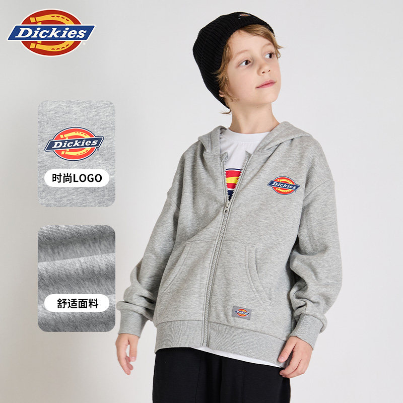 Dickies童装卫衣开衫2025年新款春秋款宽松中大童外套连帽男女童