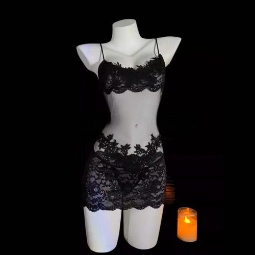 性感蕾丝吊带睡裙女2025新款透视网纱纯欲风高级感睡衣qqny连衣裙 - 图3