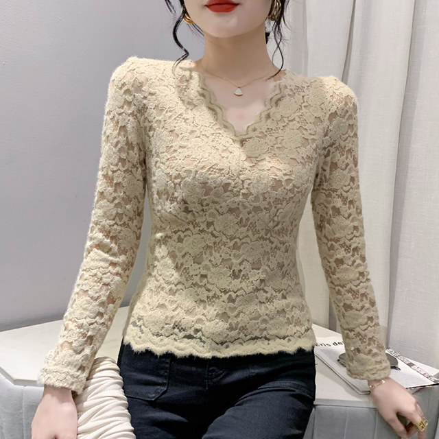ເສື້ອ lace ສັ້ນແບບເອີຣົບສໍາລັບແມ່ຍິງທີ່ມີແຂນຍາວ