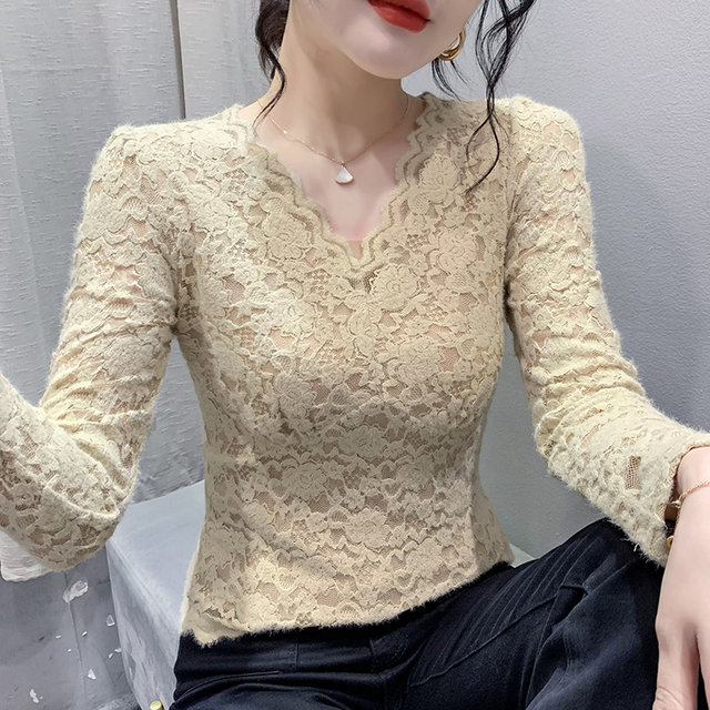 ເສື້ອ lace ສັ້ນແບບເອີຣົບສໍາລັບແມ່ຍິງທີ່ມີແຂນຍາວ