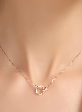 纯银925银十字项链女环环相扣