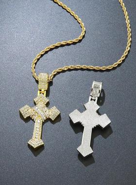 箭头镶钻嘻哈满钻十字架吊坠男女