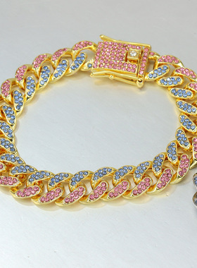 合金彩色钻hiphop个性轻奢手链