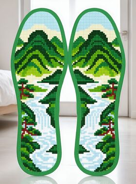 新款十字绣鞋垫手工刺绣男女通用针孔结婚带针线吸汗一帆风顺文字
