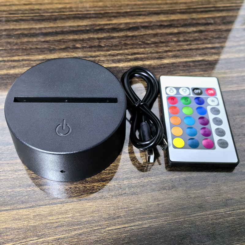厂家直销3D小夜灯底座USB单色三色底座LED台灯亚克力卧室床头灯 - 图2