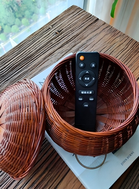 复古竹编南瓜篮带盖子做旧小竹筐