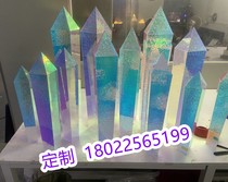 Seven Rainbow Gradient Laser Acrylic Glare Colorful plate Fancy Special-shaped crystal column rhomboid thermal bending processing customized box