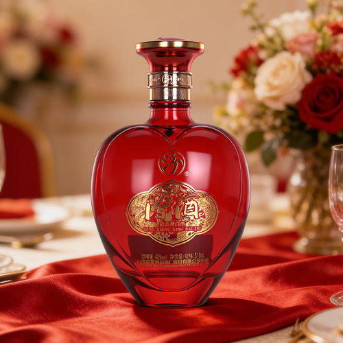 山西杏花村汾酒42度婚宴汾酒518ml*1瓶清香型白酒纯粮酒心形创意 - 图1