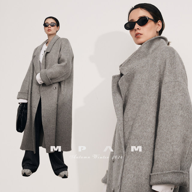 MPAM mid-length alpaca wool lazy style double-sided wool coat