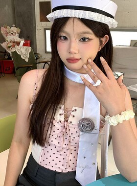 高级辣妹真丝蝴蝶结花朵领带项链