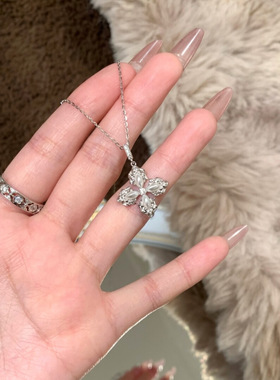 韩系ins锆石十字架颈链吊坠项链