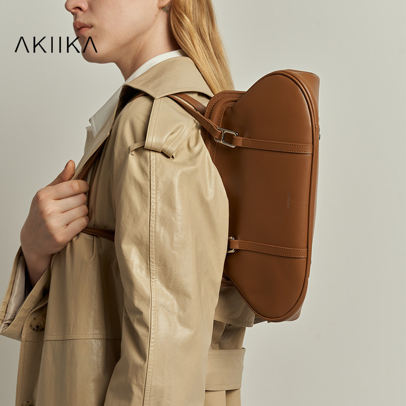 akiika牛皮大号单肩腋下波士顿包 凯特周女士包袋
