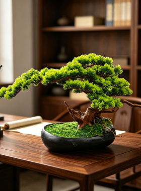 仿真迎客松盆景新中式家居定制