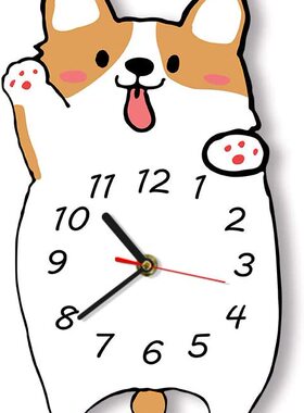 威尔士柯基犬时钟儿童房仿古贝壳