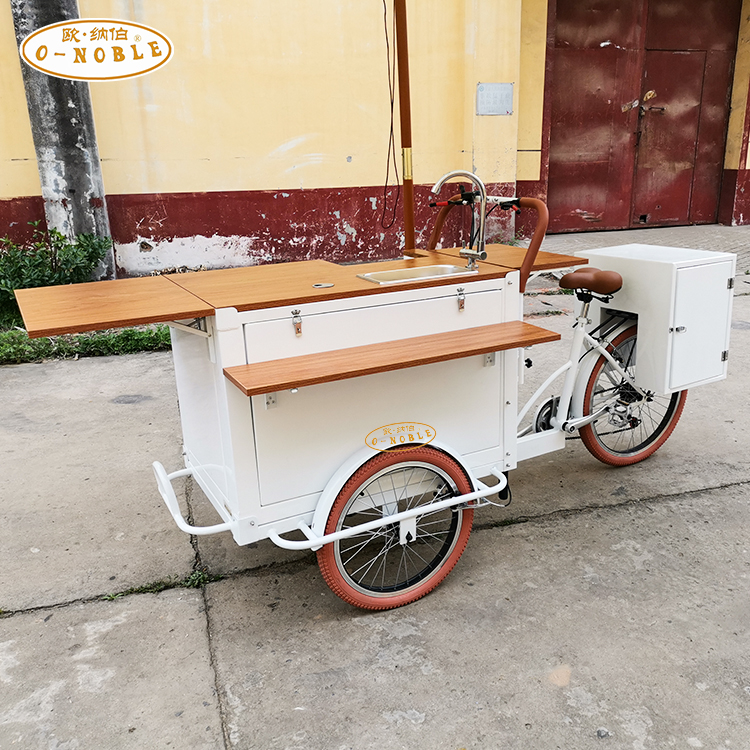 欧纳伯小款咖啡奶茶售卖车商业街景摆摊冷饮车ins风倒骑驴三轮车