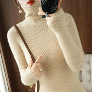 ເສື້ອຍືດຄໍເຕົ່າຂົນສັດບາງໆແບບ Lazy sweater ຂອງແມ່ຍິງ outerwear ວ່າງຂອງ bottoming knitted fleece jacket tops