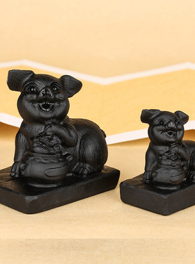 （化四害）天然黑曜石水晶十二生肖风水吉祥物创意属相桌面摆件