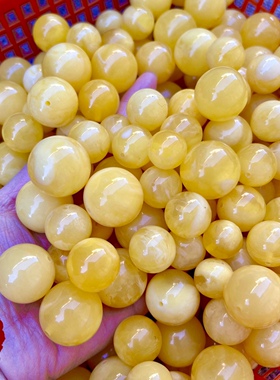 蜜蜡珠子俄料鸡油黄散珠特价打包处理金刚星月菩提配饰