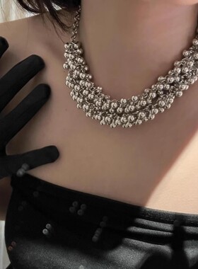 轻奢小众月牙双链条金属锁骨链