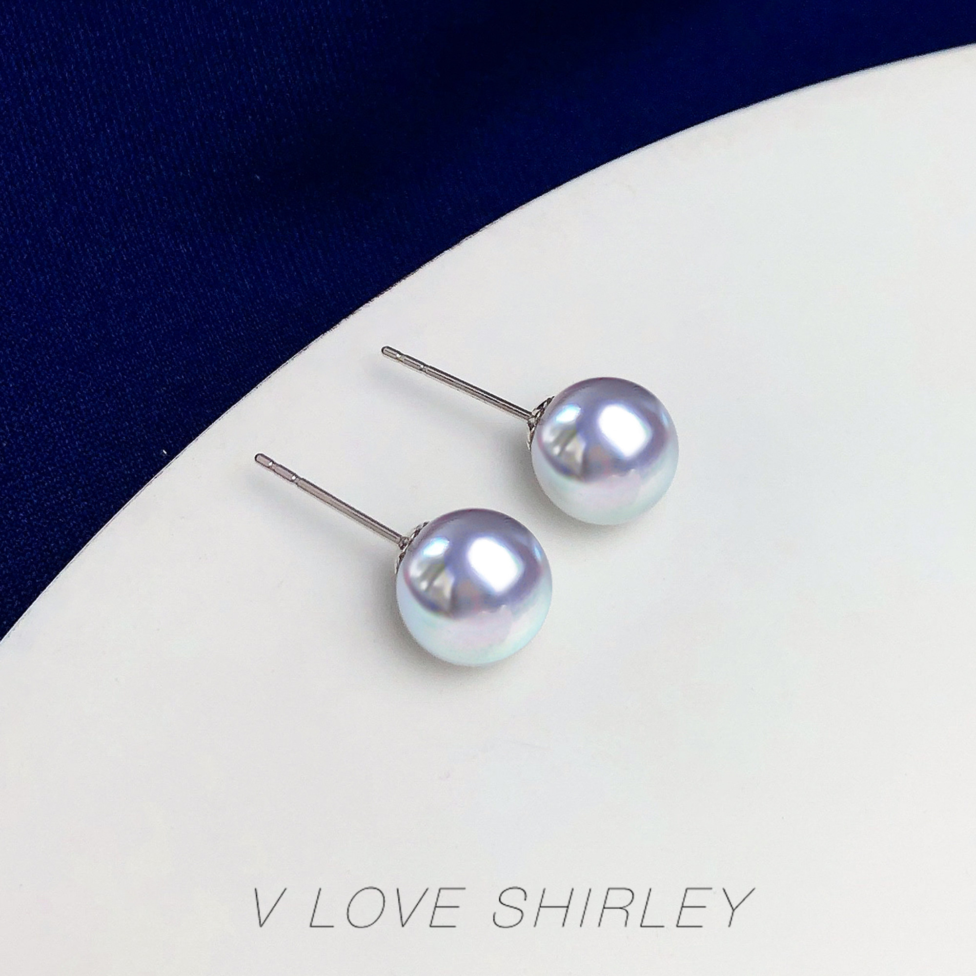 银灰蓝akoya海水珍珠耳钉18k金真多麻天然无调极光海水珍珠耳饰,淘宝优惠券,粉丝福利购,淘宝优惠卷